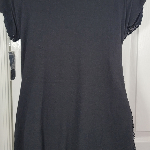 ALFANI Black Sequin Front Dress Jersey Back Stretch Petite Small - Picture 5 of 7
